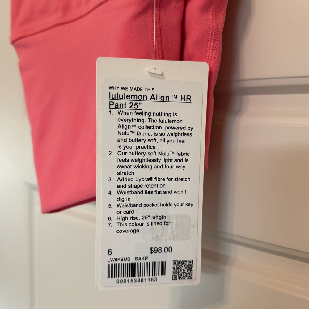 lululemon athletica Pink Align HR Pant 25"